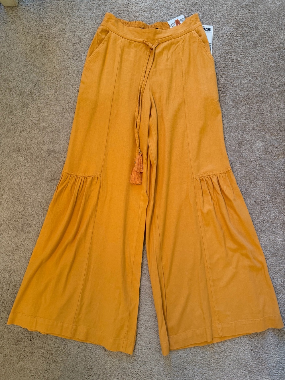 ✨New✨ Casual Flowy Summer Bohemian Wide-Leg Palazzo Pants / Soft Apricot / Beach